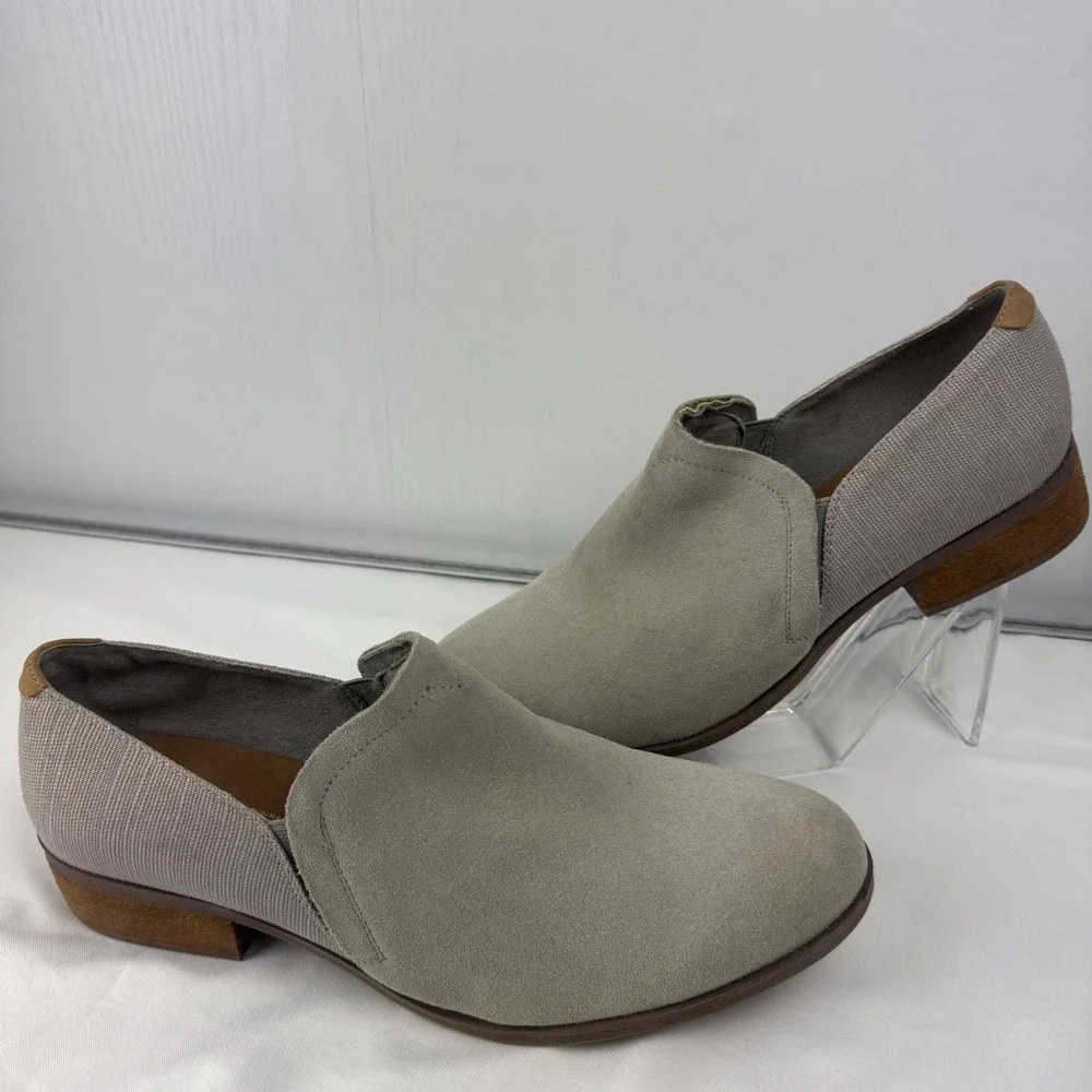 TOMS Women's Gray Suede Textile Block Heel Loafers Casual Office Shoes Size 12‎